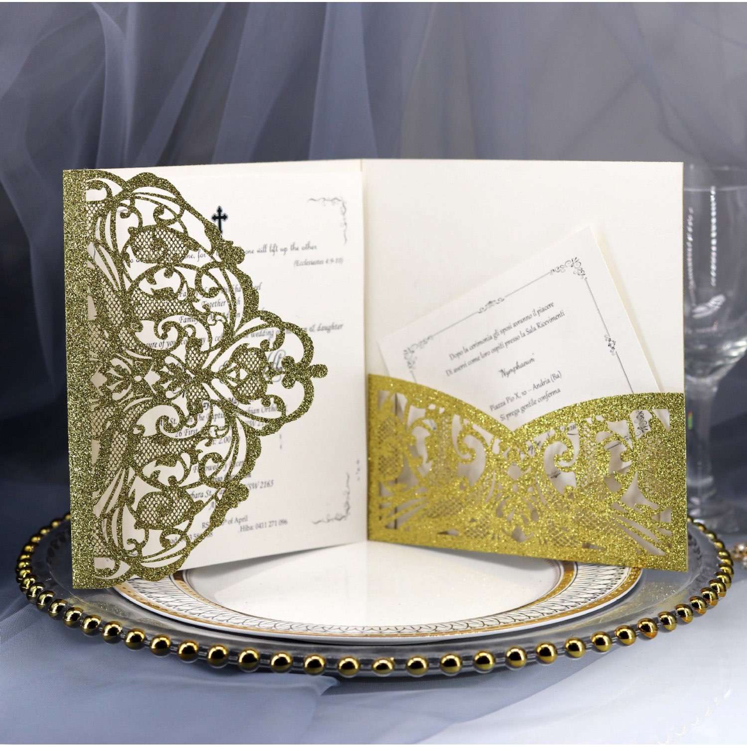 Lace Laser Cut Wedding Invitation Slay- up Business Card